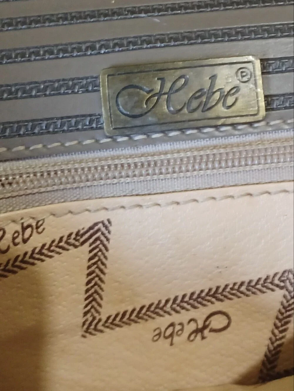 Source Unknown Tan and Brown Striped Wristlet Clutch